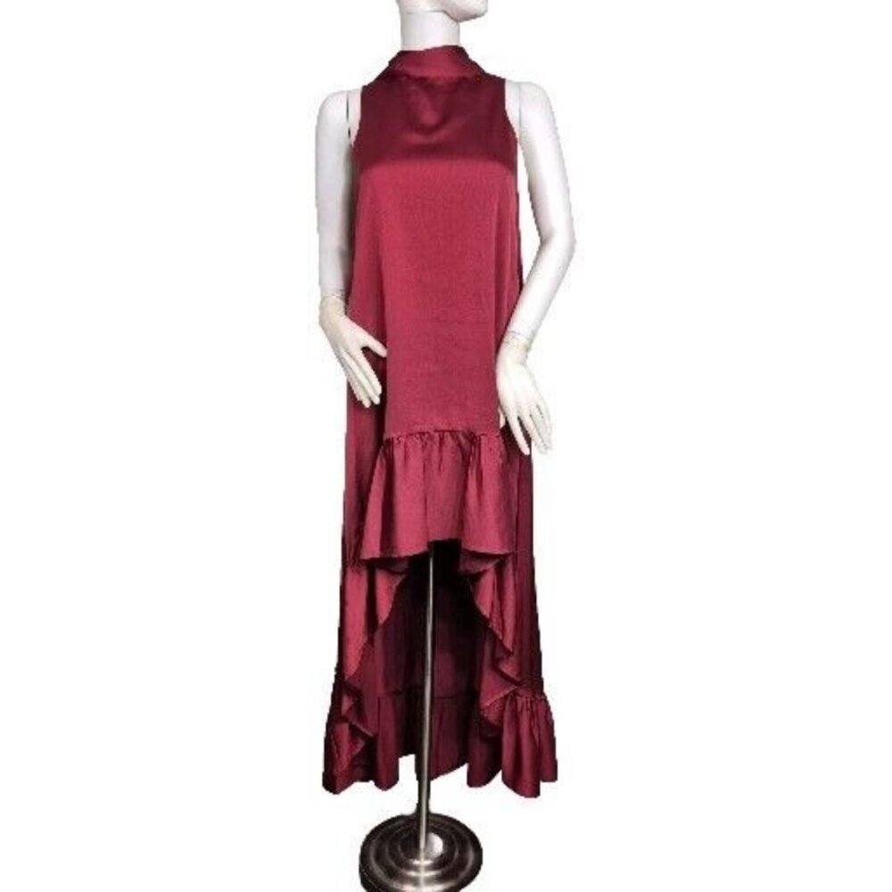 Belle Badgley Mischka Women's Dress Size 2 Harper Satin Mock Neck Red (49)